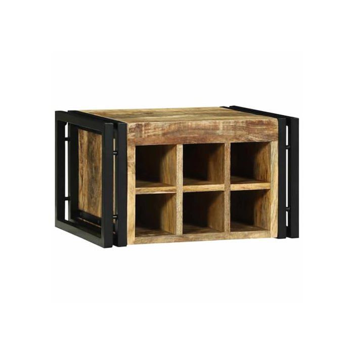 Étagère à vin en bois de mangue - vidaXL - 46x35x27,5 cm - Marron et Noir - Bois de mangue massif - Rustique