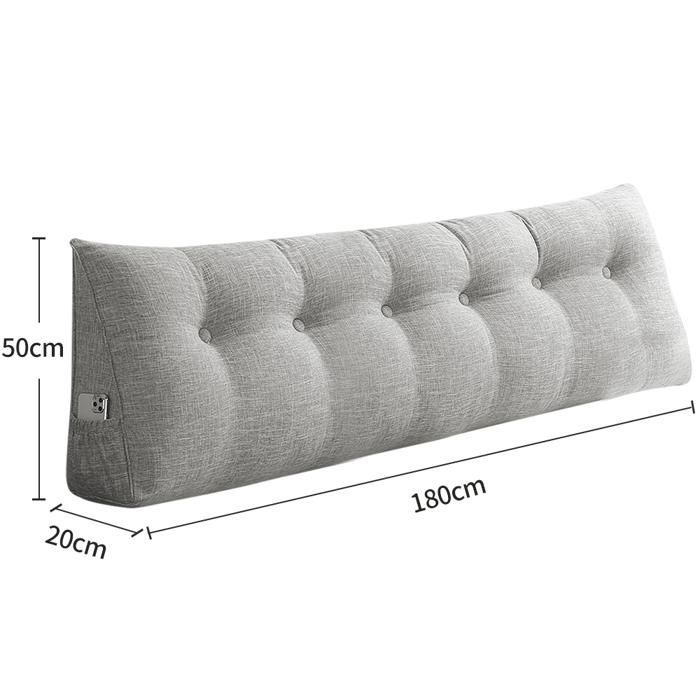 MIPAN Großes Lesekissen – 180 cm – Langes Sofakissen – Für Sofa, Rückenlehne, Bett, zum Lesen – Hellgrau
