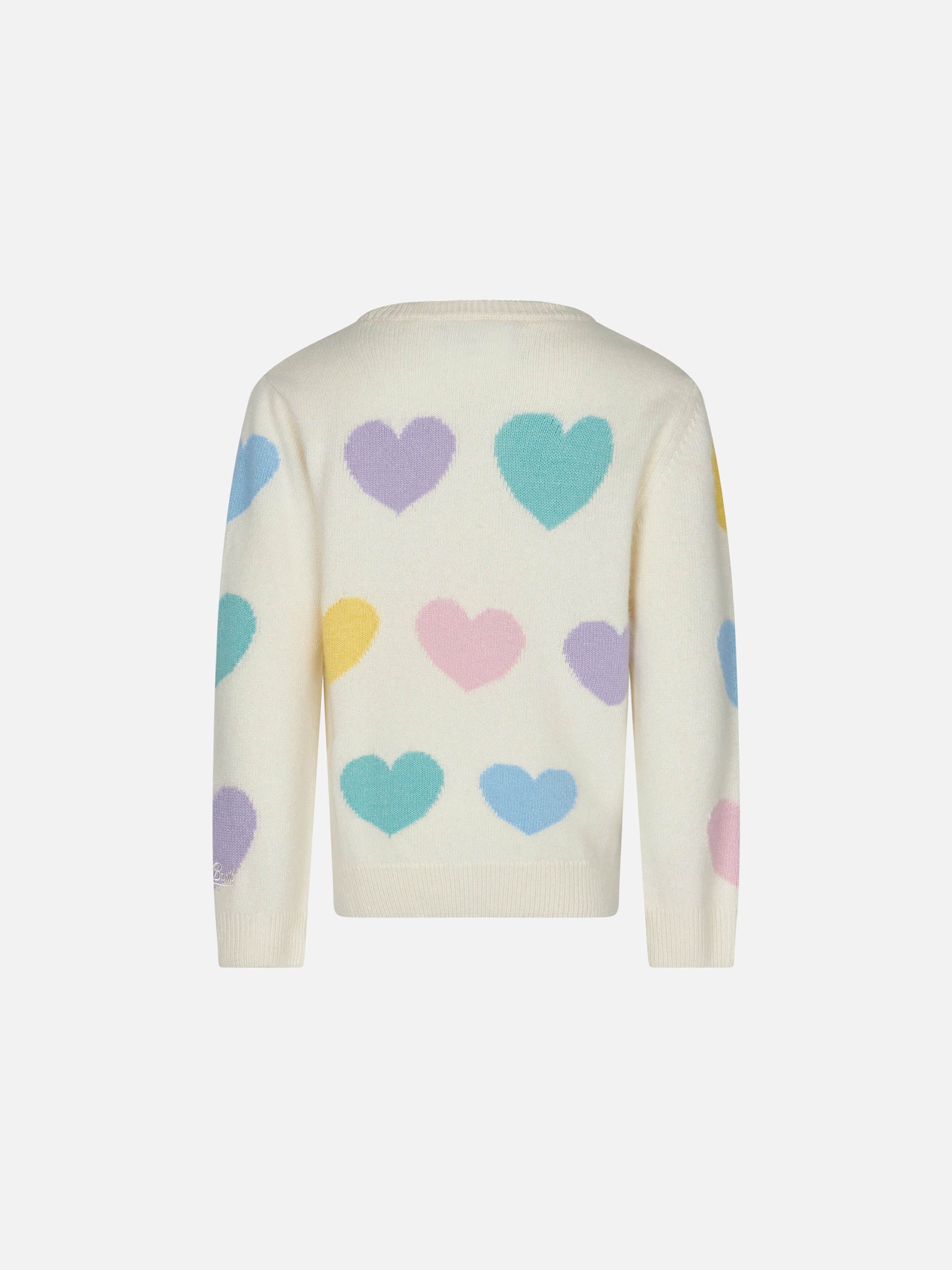 Maglione da bambina con stampa cuori e ricamo I'm in Love