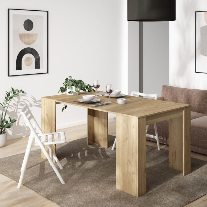 Skraut Home - Mesa de consola extensível - Carvalho - 8 lugares - Moderna