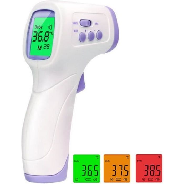 IDOIT Voorhoofdthermometer voor volwassenen, infraroodthermometer met koortsalarm, 2-in-1 contactloze voorhoofdthermometer met geheugenfunctie