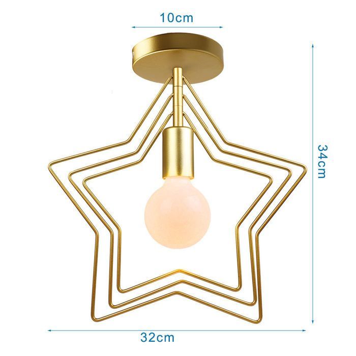 Lámpara de techo industrial creativa TOKIUS con forma de estrella, lámpara de techo moderna de metal, ajustable 360°, portalámparas E27 para habitación infantil o bar.