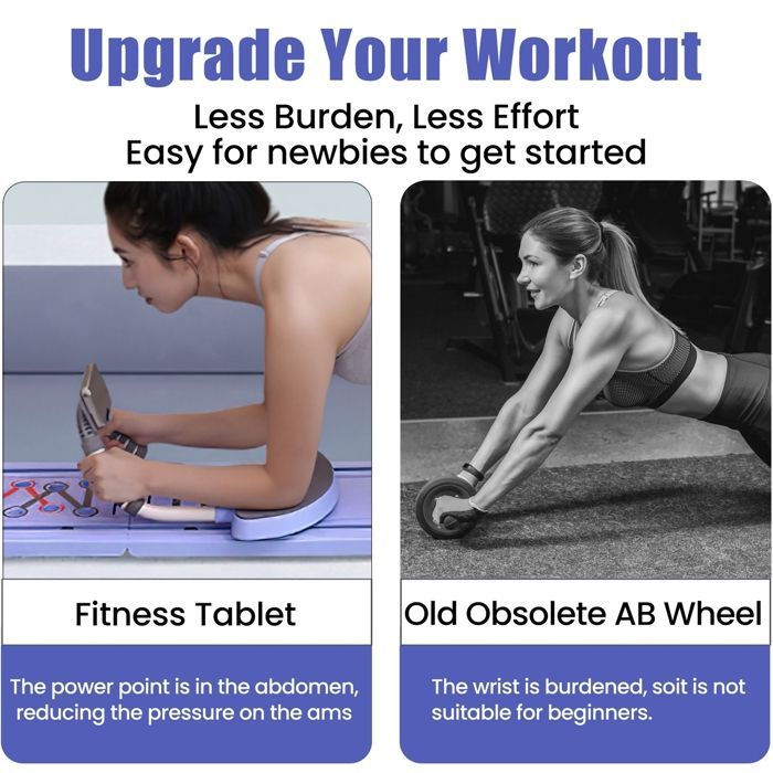 Reformer de Pilates - Tabla abdominal plegable Uverbon con rueda abdominal de rebote automático, equipo de fitness de Pilates