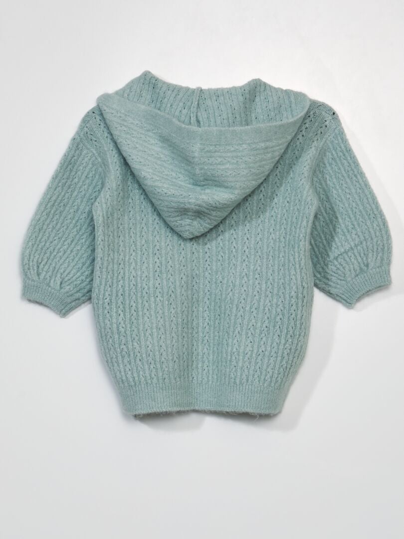 Gebreide jurk met capuchon - GROEN