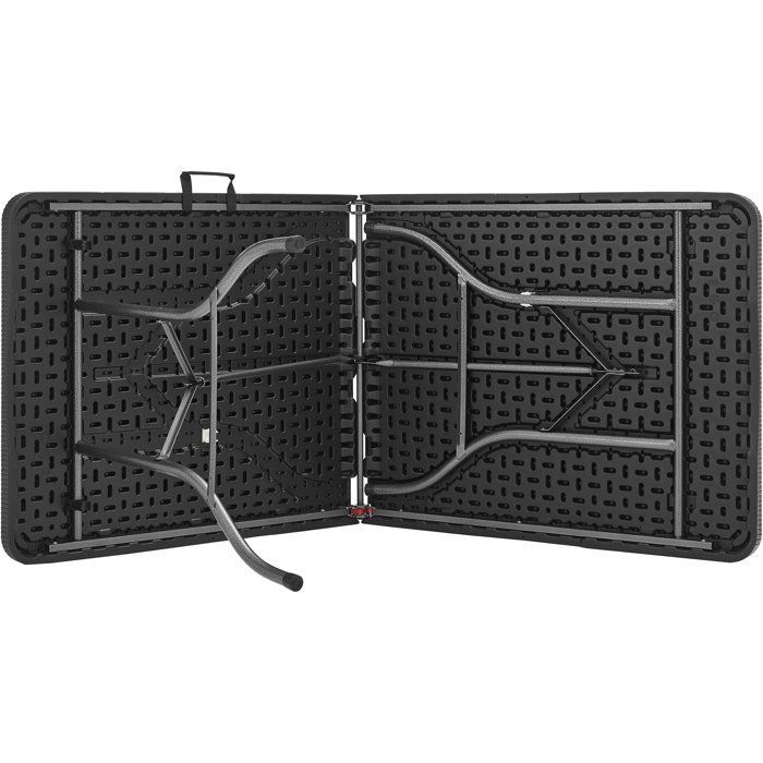 Mesa de recepción plegable - TERRANOVA - Negra - Estructura de acero y tablero de polietileno HDPE - 8 personas - 180 x 74 x 73,5 cm