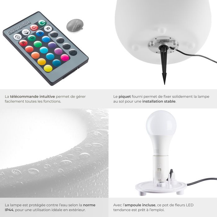 Vaso de flores TECTAKE com LED, modelo Luminous Curve, com iluminação LED de 12W.