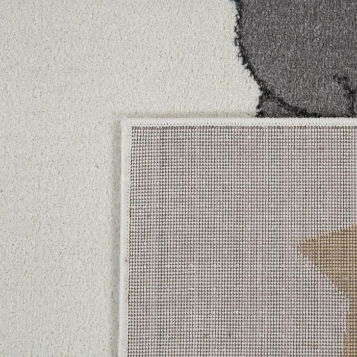 Tapis Pour Enfant, Poils Ras Pour Chambre D'Enfant, Éléphant, Ours, Montgolfière, Lune, Beige [80x150 cm]