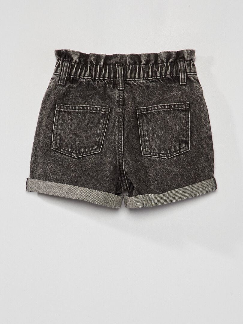 Pantalones cortos vaqueros con solapas - NEGRO
