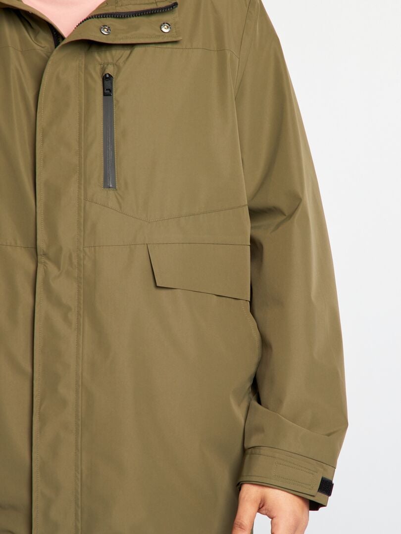 Krótka parka z kapturem - KHAKI