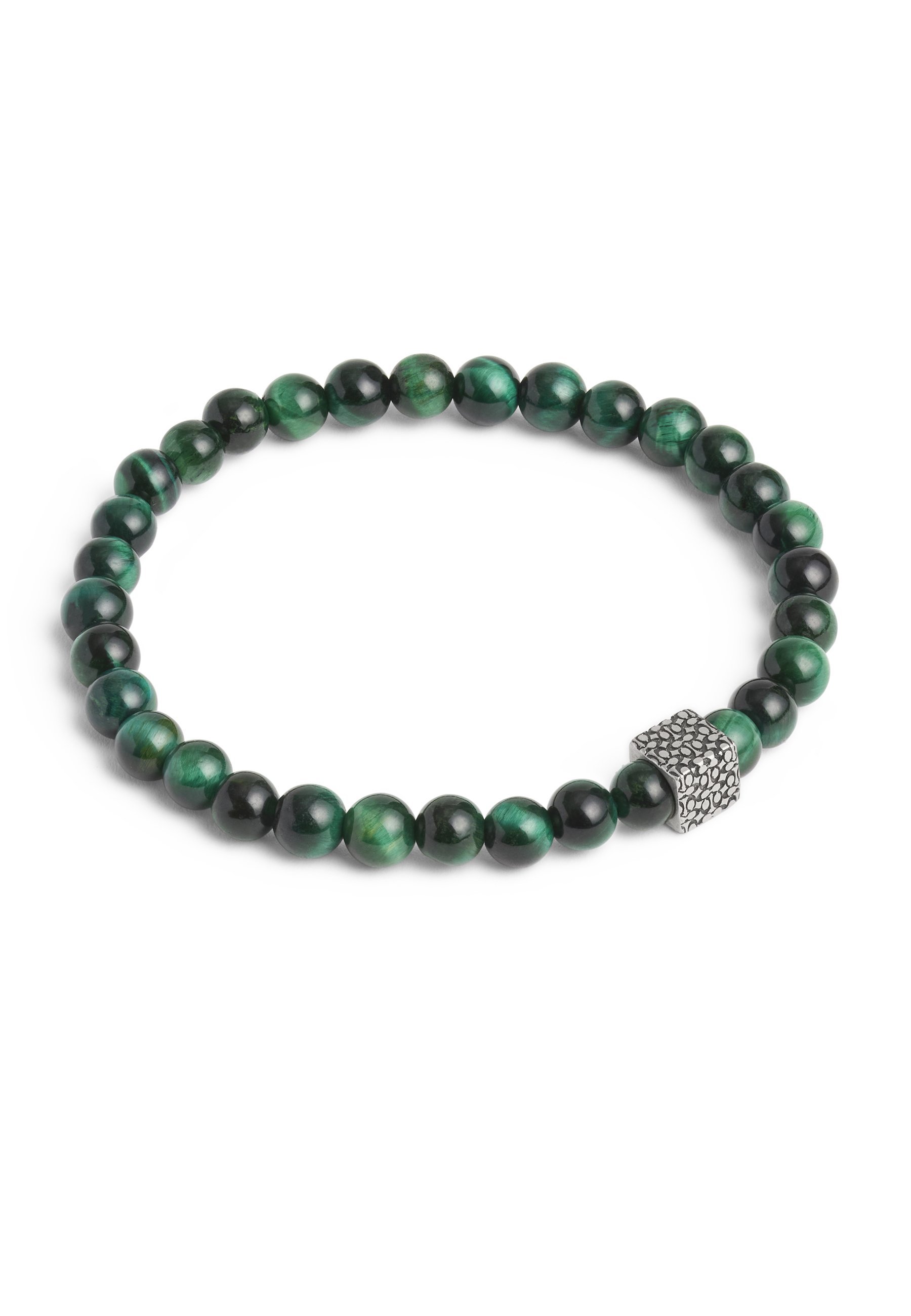 COACH SIGNATURE TIGER'S EYE STRETCH - Bransoletka - ciemnozielona