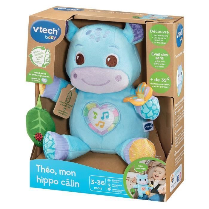 VTECH THEO, MI HIPOPÓTAMO DE PELUCHE (BOTELLAS DE PLÁSTICO RECICLADAS).