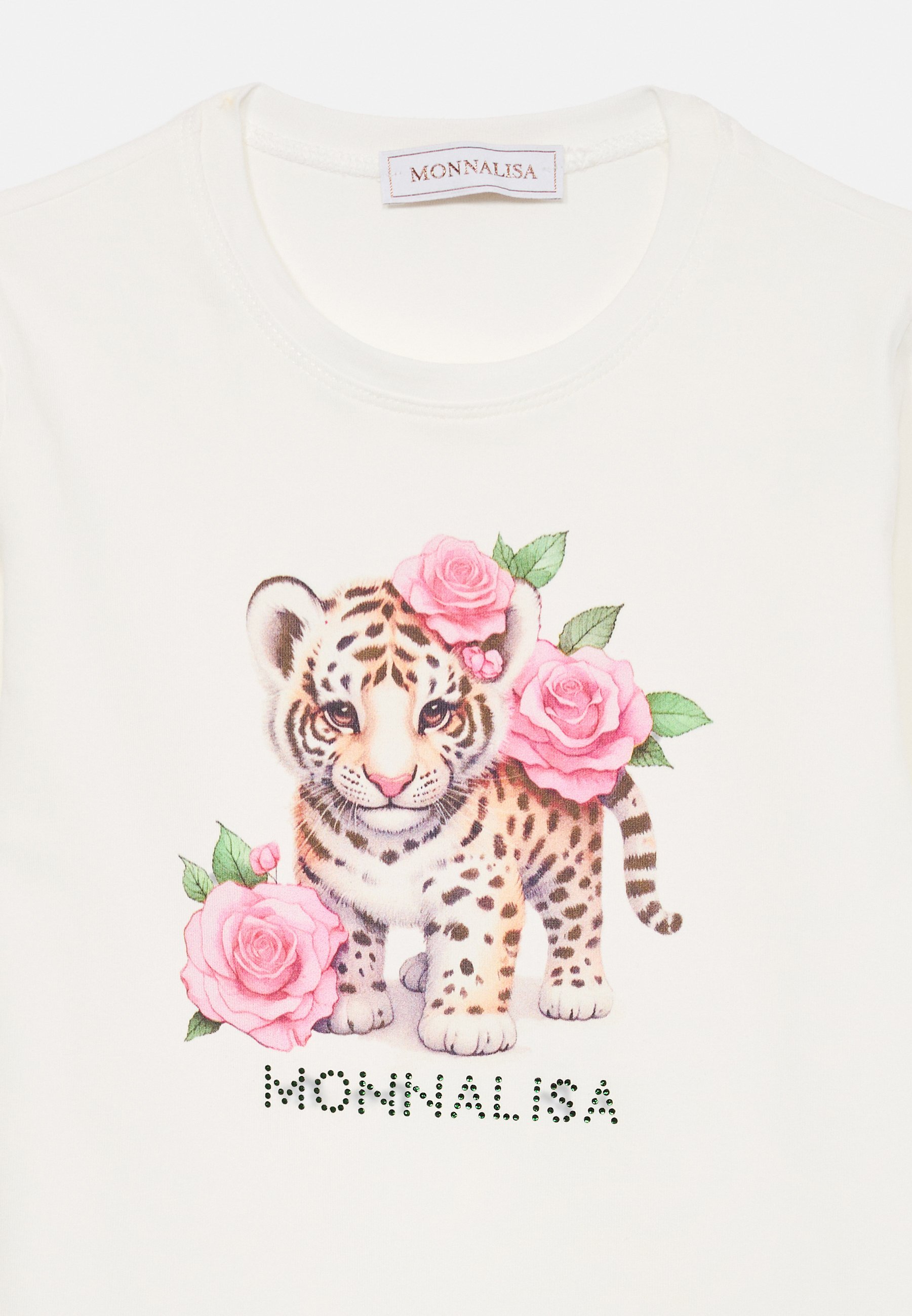 Monnalisa LEOPARD AND ROSES - Top a maniche lunghe - panna