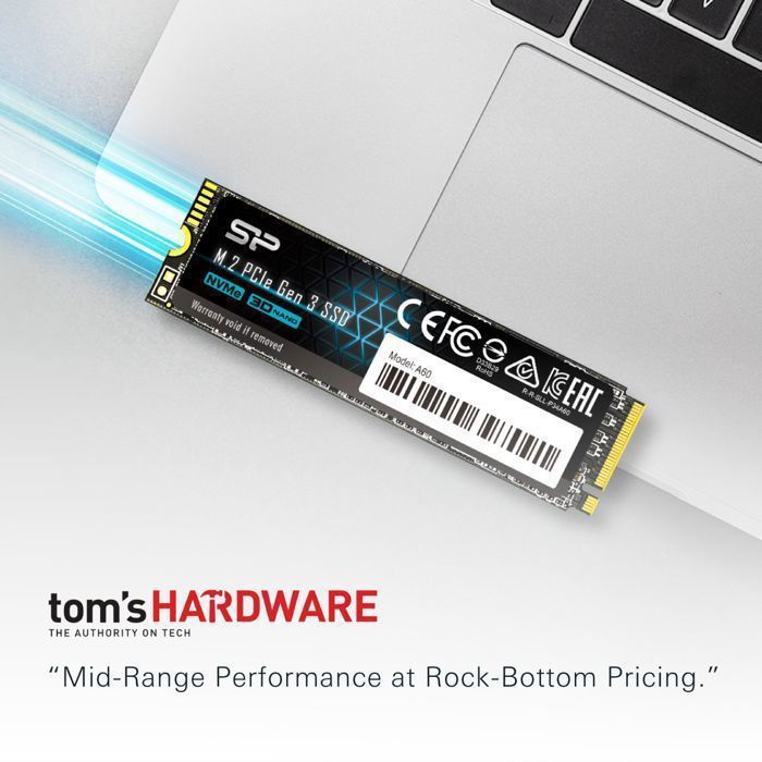 Disque SSD Interne - Silicon Power - P34A60 256Go - NVMe PCIe Gen3x4 M.2 Lecture Écriture 2200 1600 Mo/s