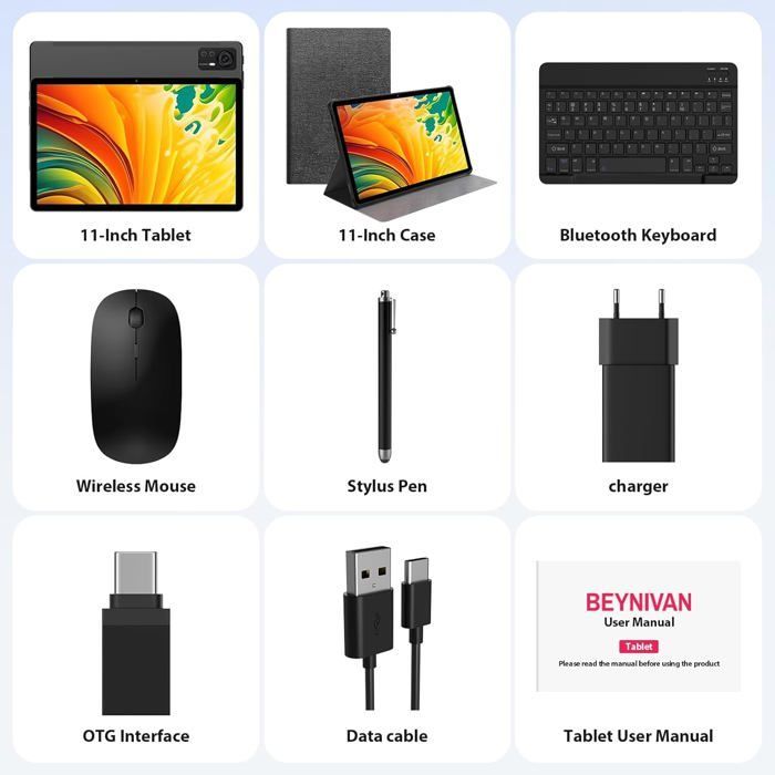 Tablet de 11 polegadas - ORIGENS ÉTNICAS - Android 14 - 36 GB de RAM - 256 GB de ROM - 9580 mAh