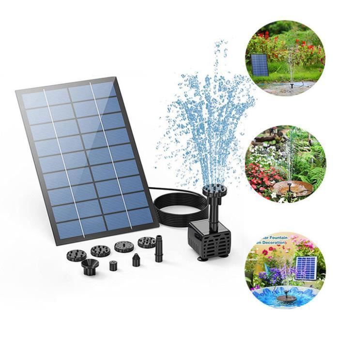 Fontana solare - Pompa per fontana solare da giardino da 2,0 W con 6 ugelli per vasca per uccelli, piscina, decorazione