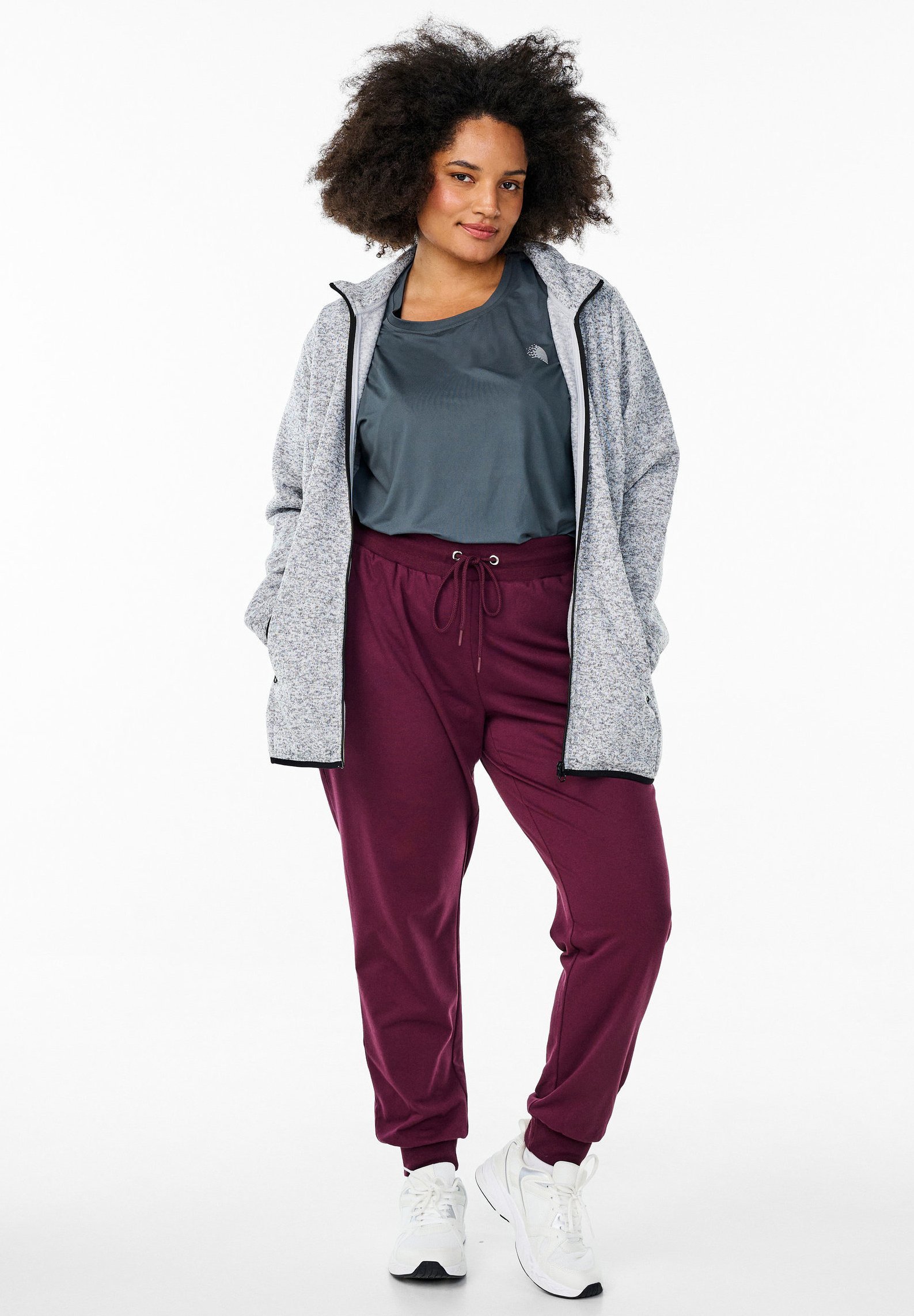 Active by Zizzi met hoge kraag en ritssluiting - Sweatshirt met ritssluiting - lichtgrijs gemêleerd