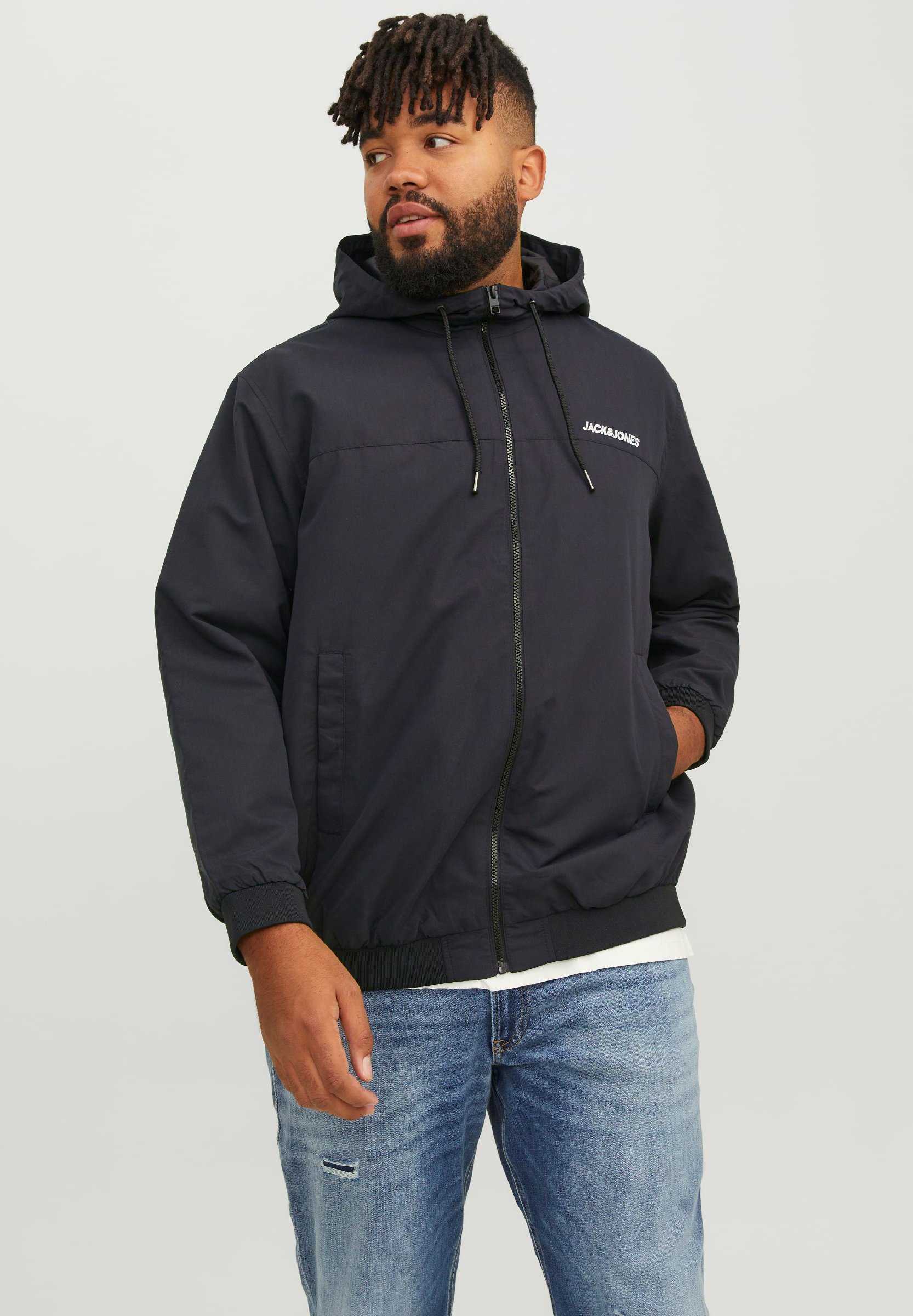 Jack & Jones JJERUSH HOOD - Light jacket - black