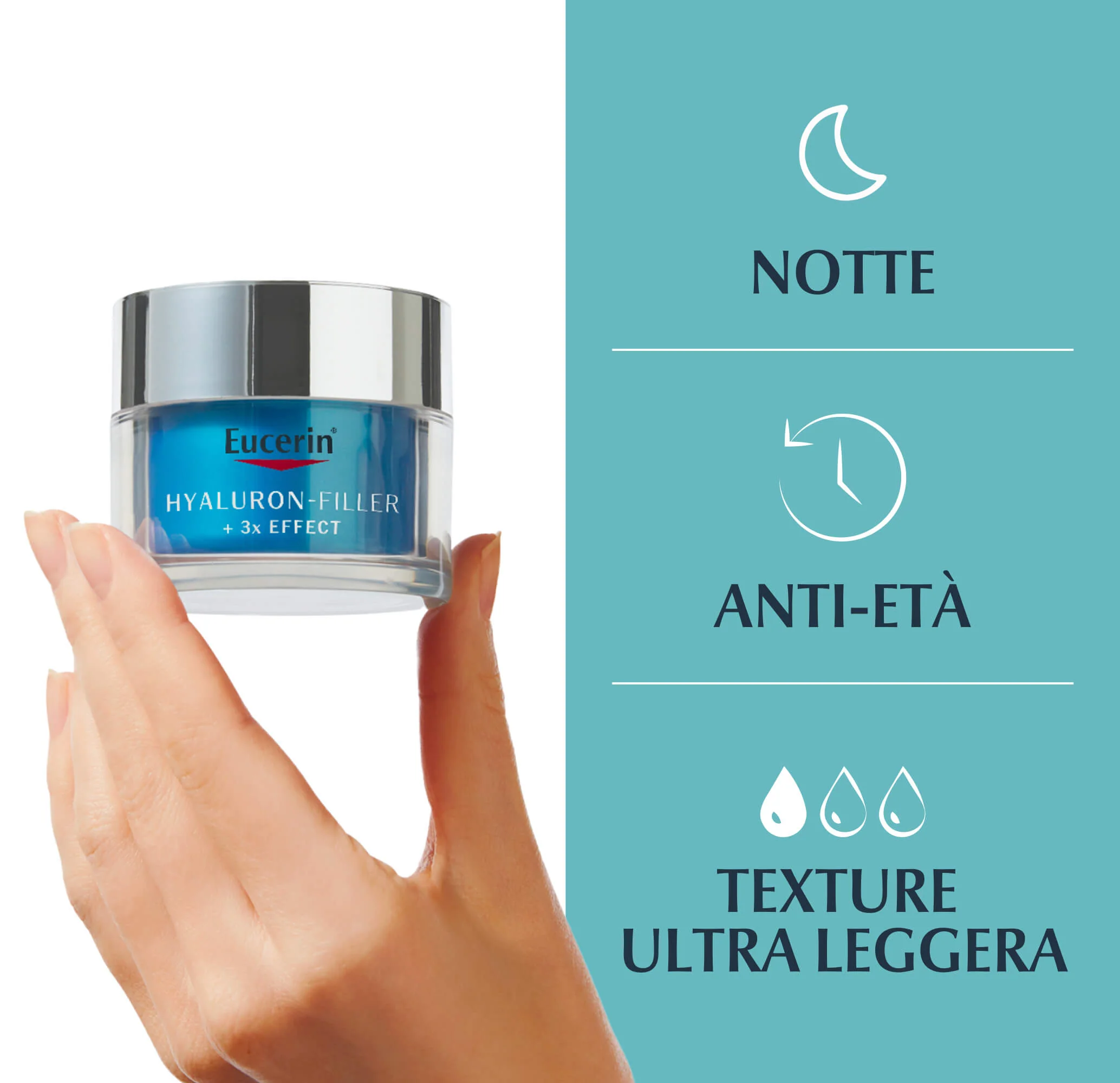 Hyaluron-Filler Hyaluron-Filler + 3x Effect Booster Idratante Notte - Tratt.viso notte idratante, Tratt. viso notte primi segni