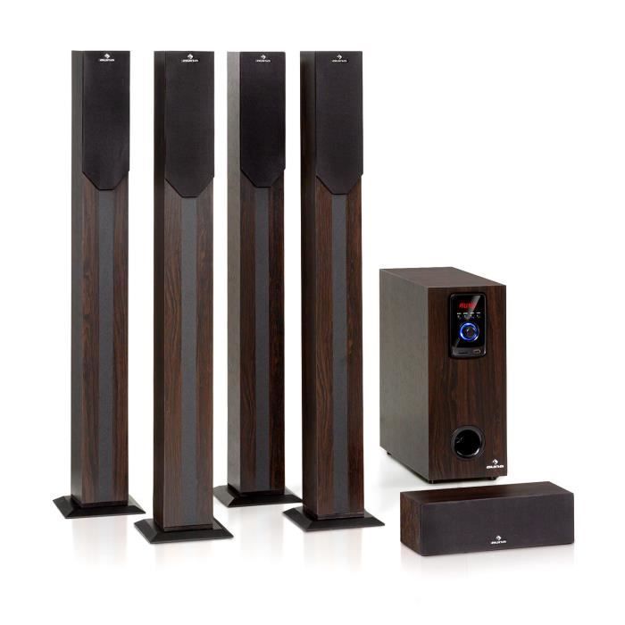 Sistema home cinema 5.1 - Auna - Suono surround - 190 W RMS - Bluetooth - USB - SD - AUX - Design in legno
