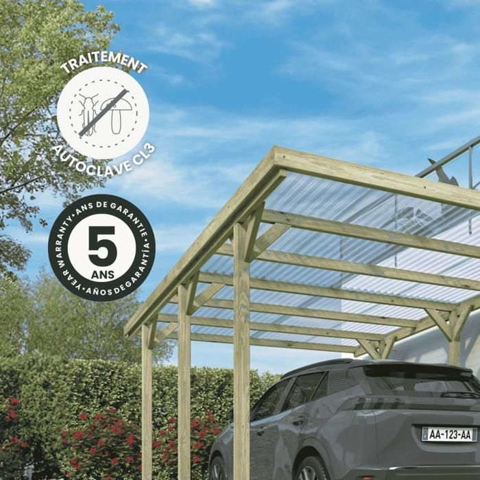 COCHERA DE MADERA PARA 1 COCHE 15,6 M²