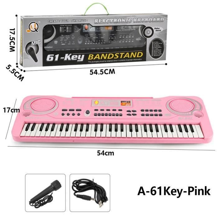 Órgano de piano electrónico con micrófono, teclado musical portátil para niños, 61 teclas, ritmos programados, regalo para niñas.