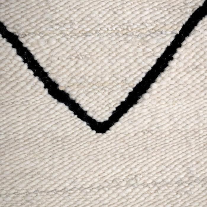 tapis salon 160x230 fait main en laine beige et noir rectangle motif berbère