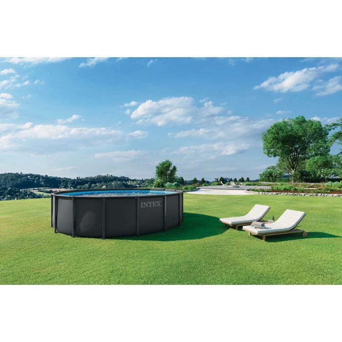 Kit de piscina tubular desmontable Intex Ultra XTR - 488 x 122 cm - Redonda (escalera, válvulas, filtro, cubierta, alfombrilla para el suelo) - 26326GS