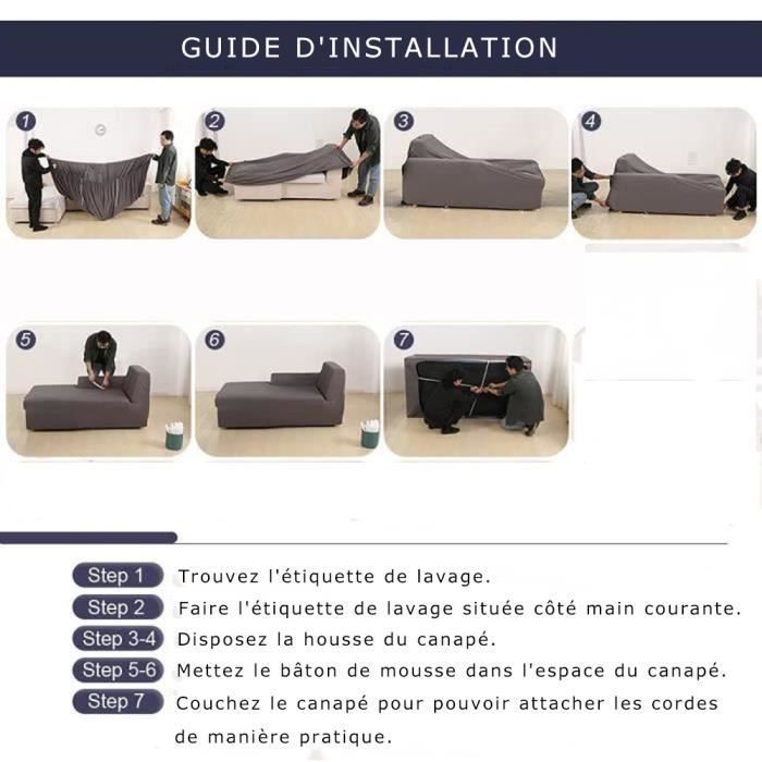 Housse de Canapé Extensible 3 Places - LEOCLOTHO - Noir - Déhoussable - Extensible - Synthétique