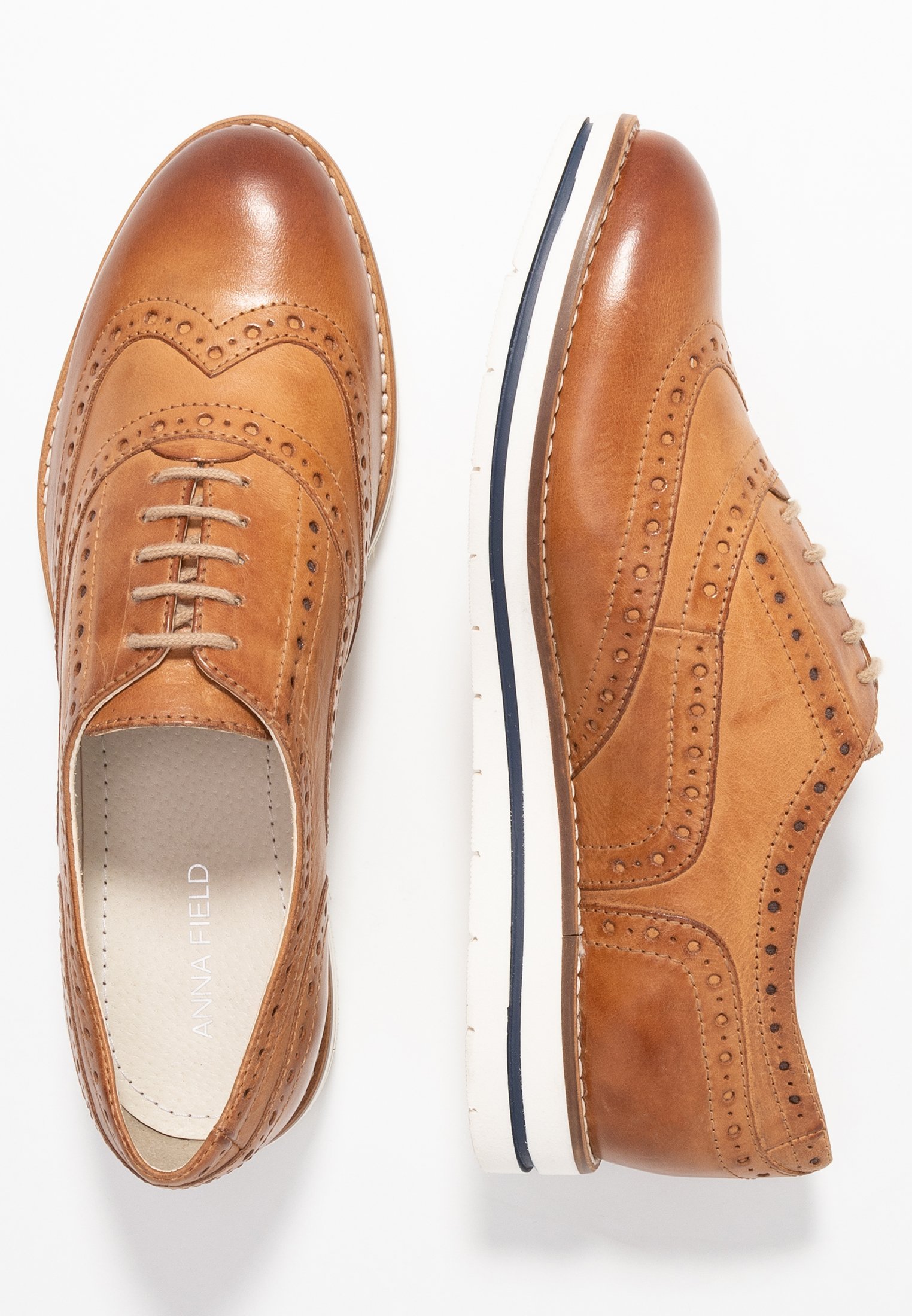 Anna Field LEATHER - Półbuty sznurowane casualowe - koniak
