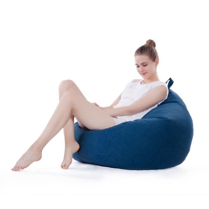 Lumaland Comfort Line M Bean Bag Chair - Indoor Bean Bag Chair - Washable Cover 120 L - 70 x 80 x 50 cm Dark Blue