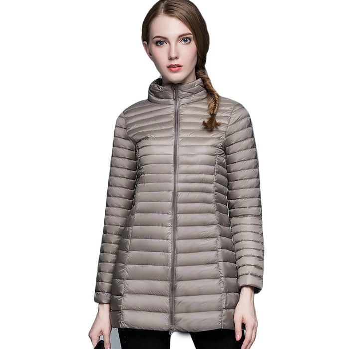 Chaqueta acolchada de invierno para mujer FUNMOON - Corte ajustado, mangas largas, cierre de cremallera, poliéster - Rosa