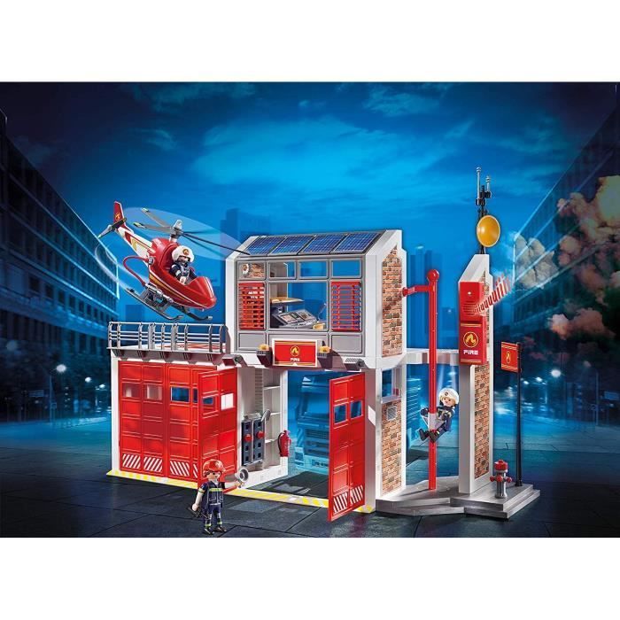 PLAYMOBIL 9462 Caserne de pompiers avec hélicoptère, City Action, Mixte, Pour enfant dès 4 ans