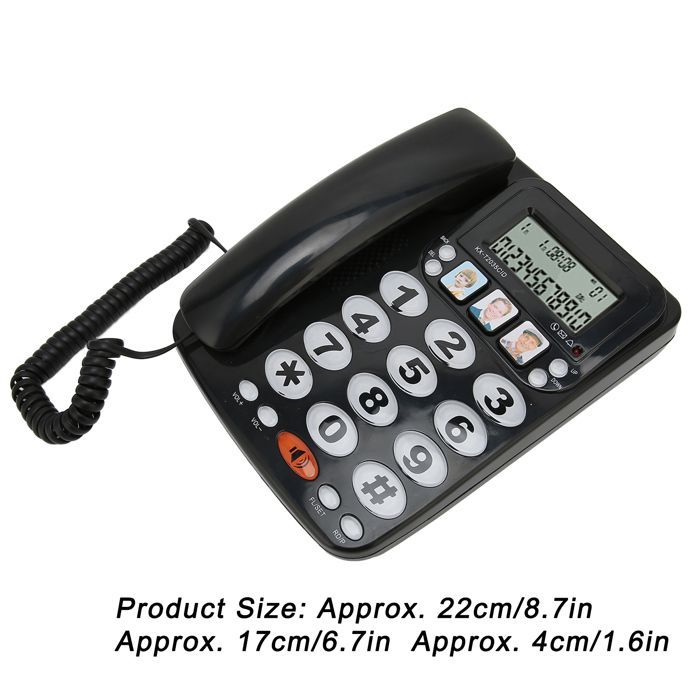 SALALIS Téléphone fixe filaire Téléphone Filaire ID Appelant Raccourcis de Sonnerie Réglables Ligne Fixe telephonie piece Noir