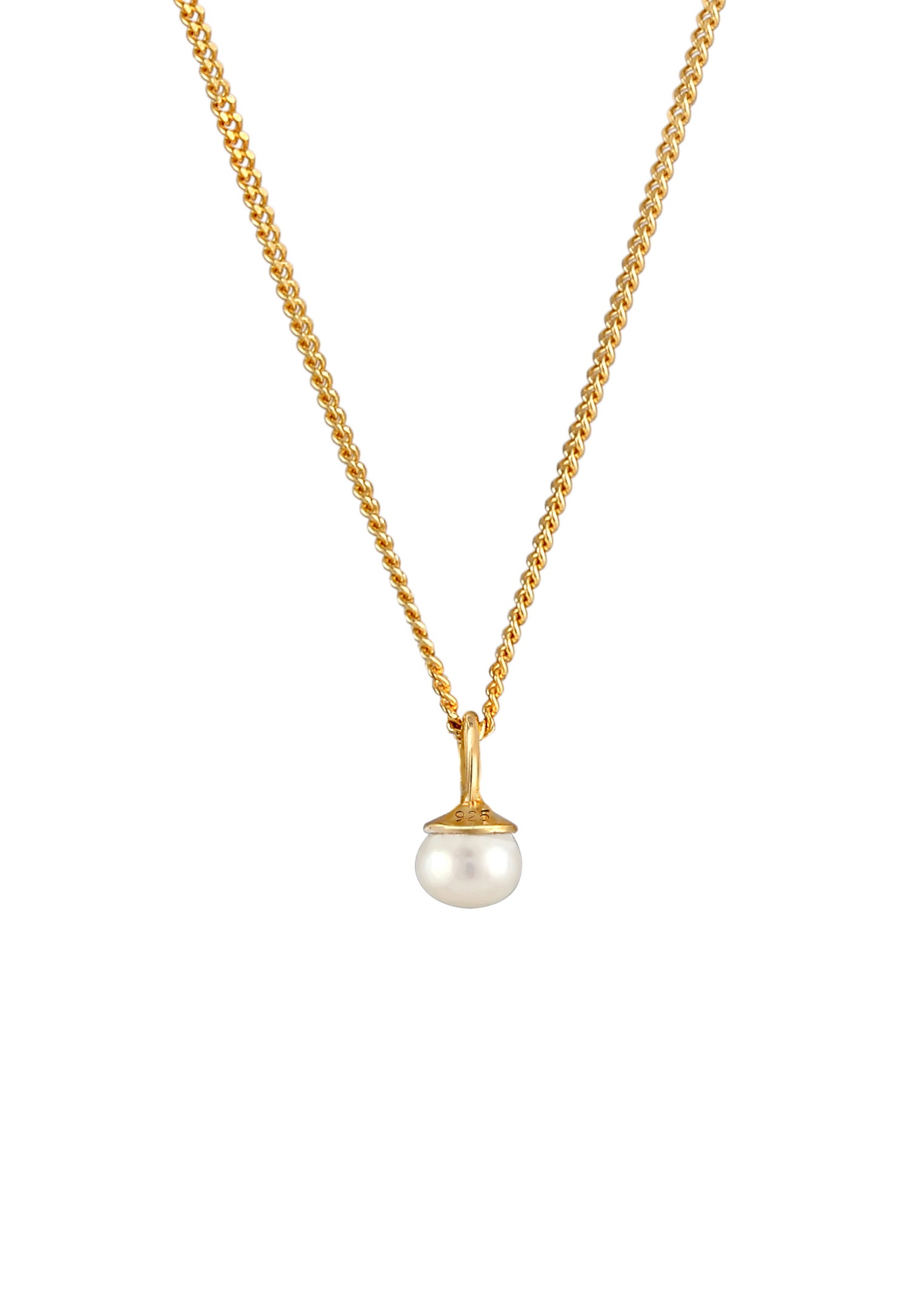 Elli Pendentif pour dames Perle de culture d'eau douce Minimal en argent sterling 925 plaqué or