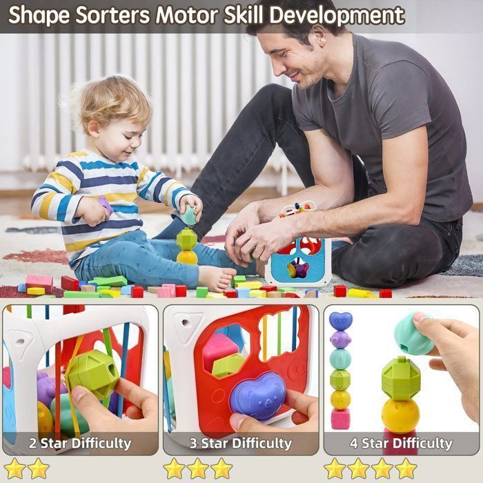 Jouet Montessori 7 en 1 pour Bébé 6-36 Mois, Cube d'Activité Éducatif pour Fille et Garçon, Cadeau Anniversaire Noël