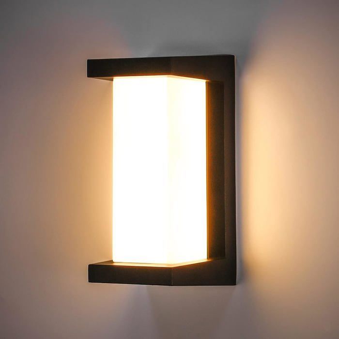 Aplique de pared exterior de 12 W y 3000 K, moderno, de aluminio, resistente al agua IP65 para uso interior y exterior, jardín y patio.