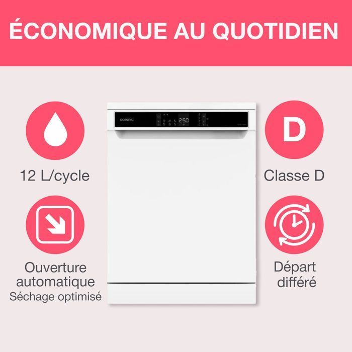 OCEANIC OCEALV1247W Lavastoviglie a libera installazione - 12 coperti - 47 dB Bianco
