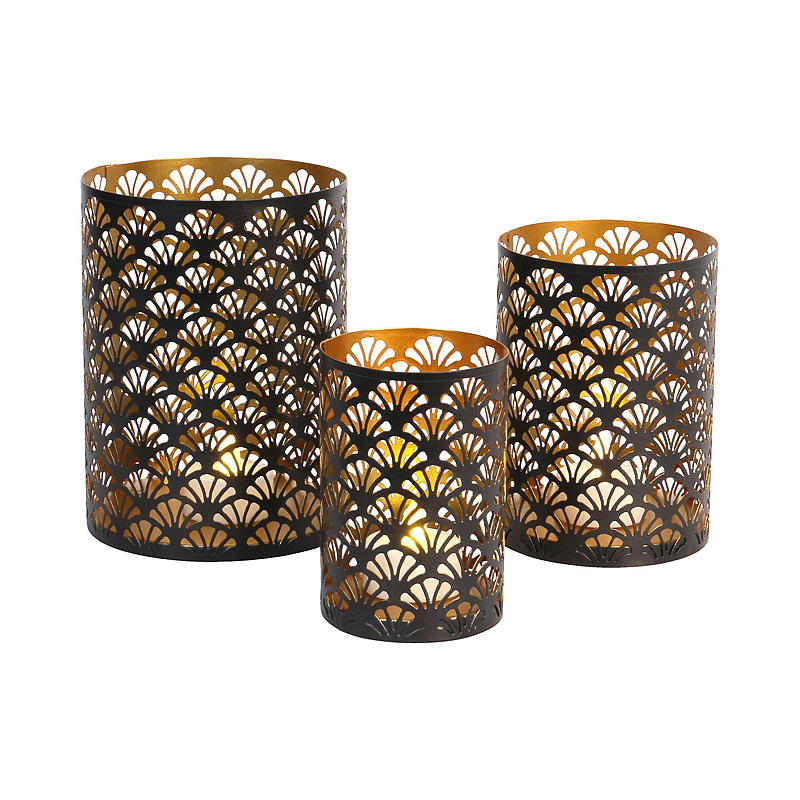 Hem Ljusstake s/3 metall svart/guld