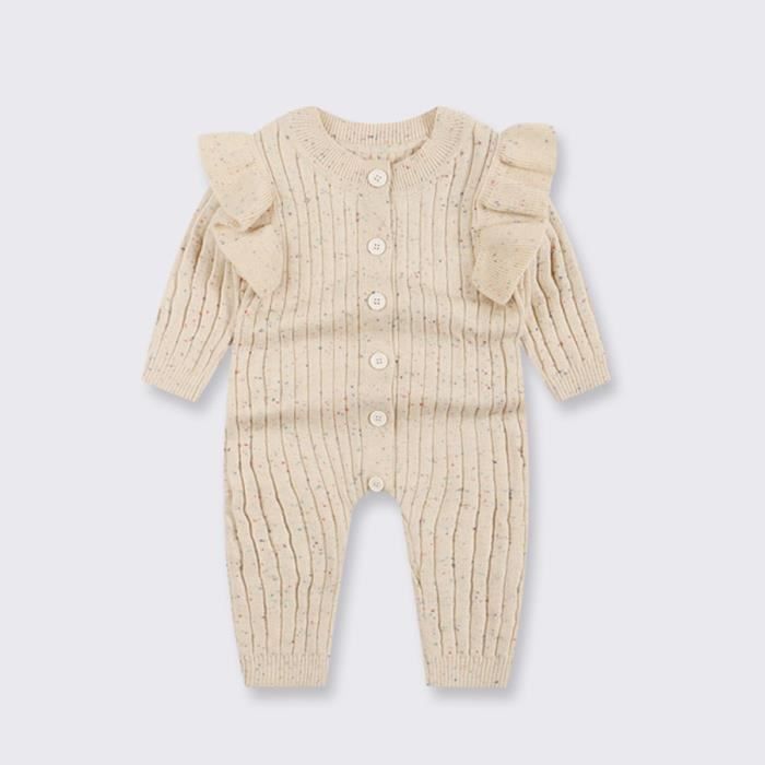 Pijama de bebé - FUNMOON - Pelele de punto - Color beige - Para niñas - Recién nacidas