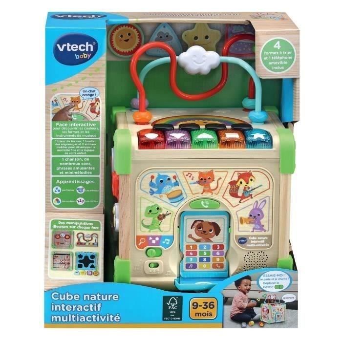 VTECH CUBE NATURE Interaktiivinen lelu - FSC®-sertifioitua puuta - Musikaalieläimet - 9-36 kuukautta