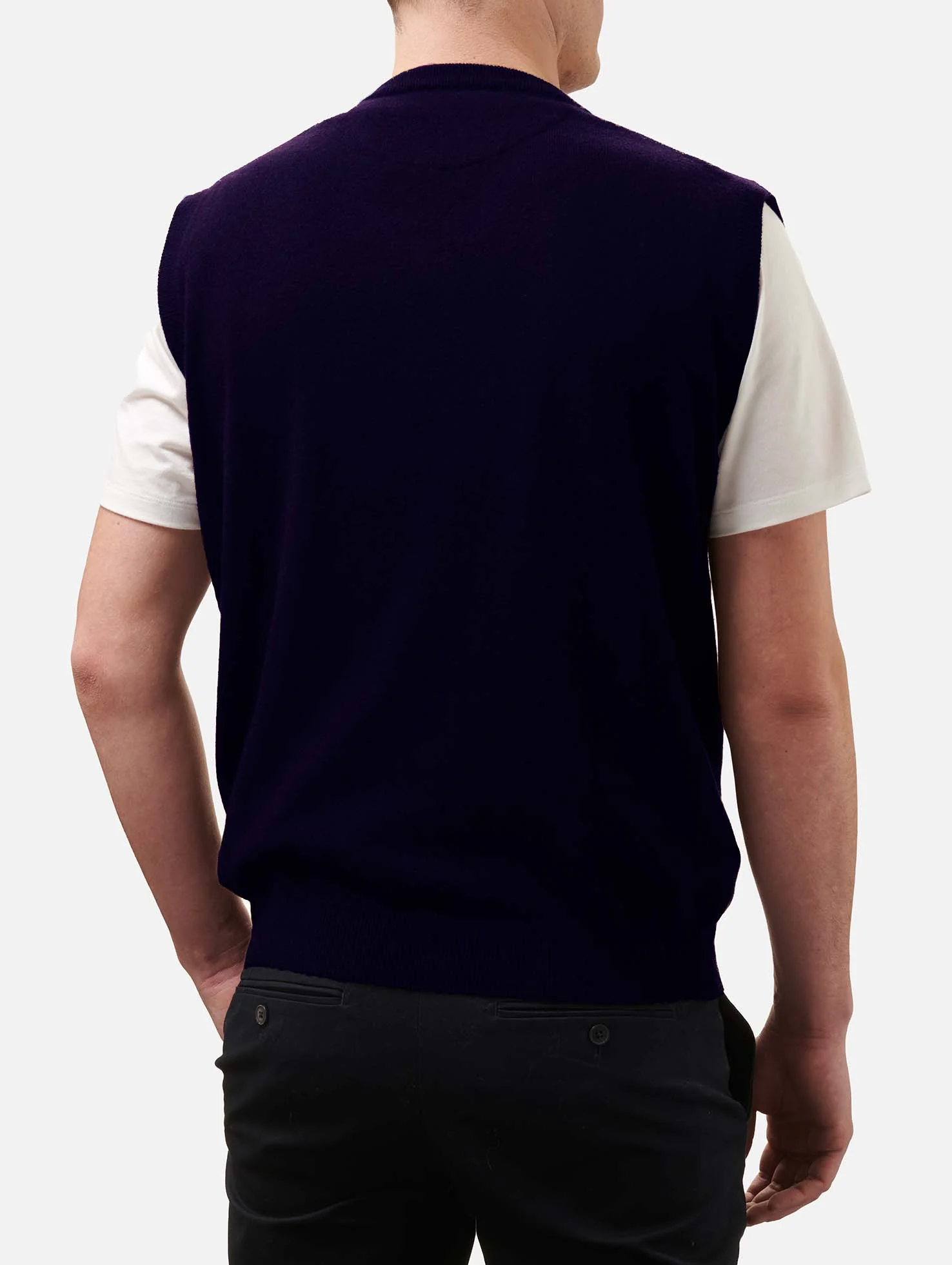 Russel Herre Marineblå Cashmere Blandet V-hals Vest