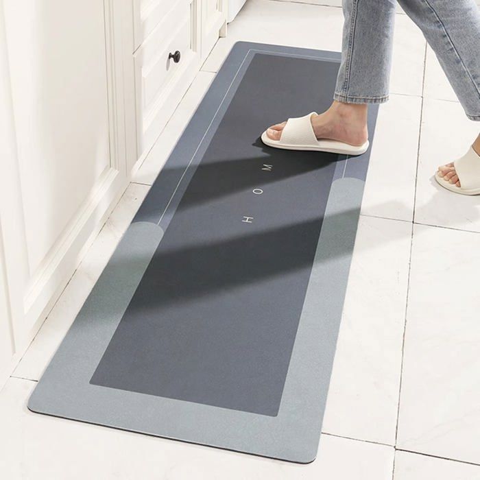 Tapete de cozinha antiderrapante e comprido, absorvente de água e óleo, 40 x 120 cm, cinza claro.