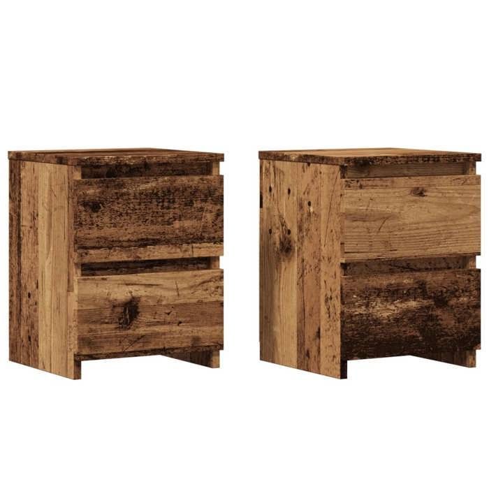 vidaXL Tables de chevet 2 pcs vieux bois 30x30x40 cm bois d'ingénierie, armoire de chevet, armoire latérale, table de nuit, 855847