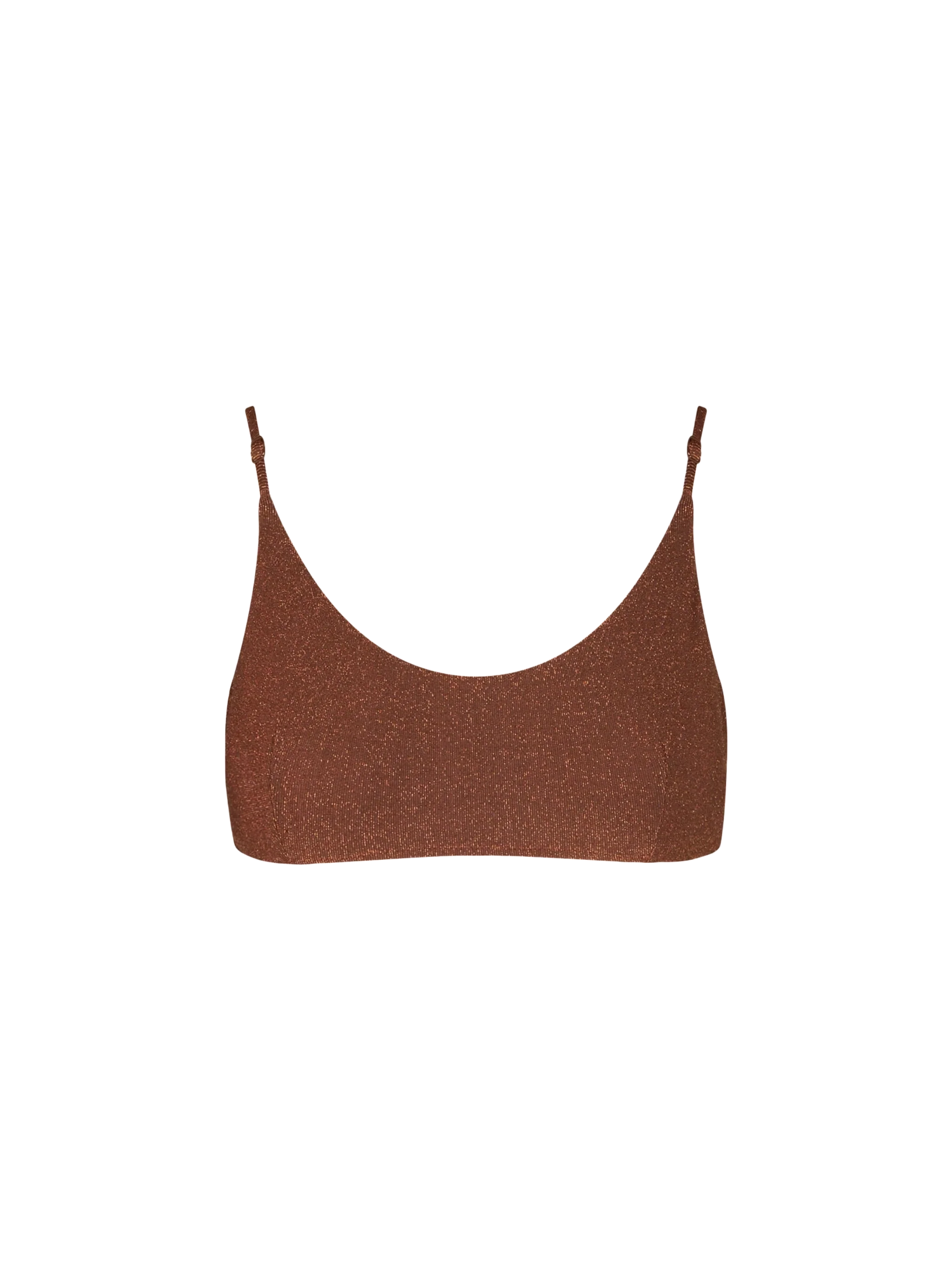Top tipo bralette de mujer de lúrex marrón