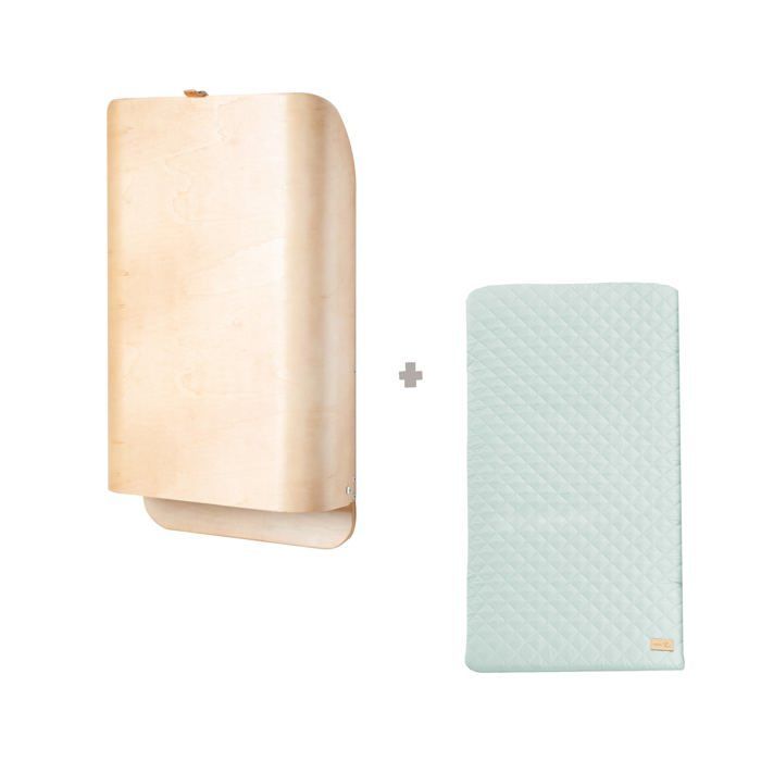 Cambiador plegable de pared ROBA - Madera natural - Estantes integrados - Diseño minimalista