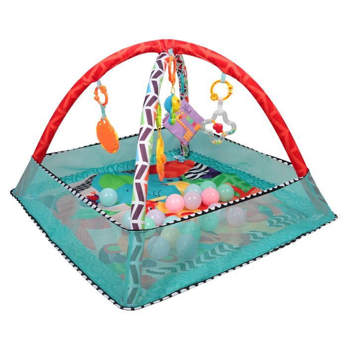 Tapis d'éveil de forme carrée pour bébé - ERROLVES - Bleu - Cadre de fitness - Tapis de jeu avec des jouets - Aire d'éveil