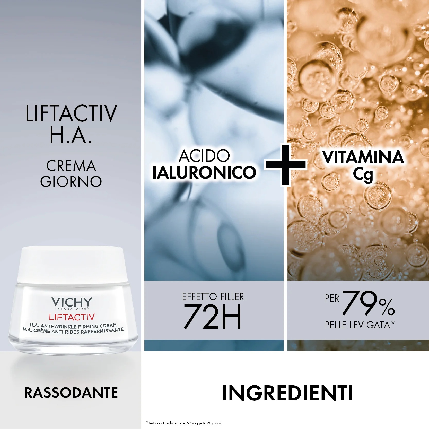 Kit de presente VICHY Liftactiv HA: Creme de dia 50 ml + Sérum preenchedor epidérmico HA 10 ml + Creme de noite Liftactive Supreme 15 ml com efeito preenchedor