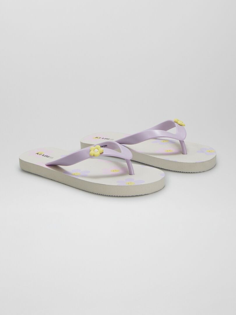 Bloemen teenslippers - BEIGE