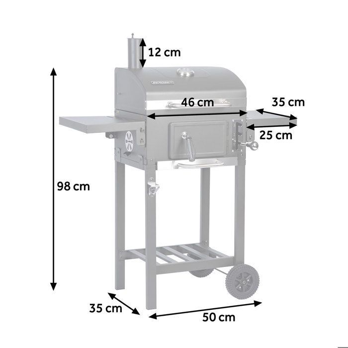 Barbacoa de carbón - BERDSEN - BD-892 - Parrilla de hierro fundido 42x31,5 cm - Termómetro integrado - Antracita