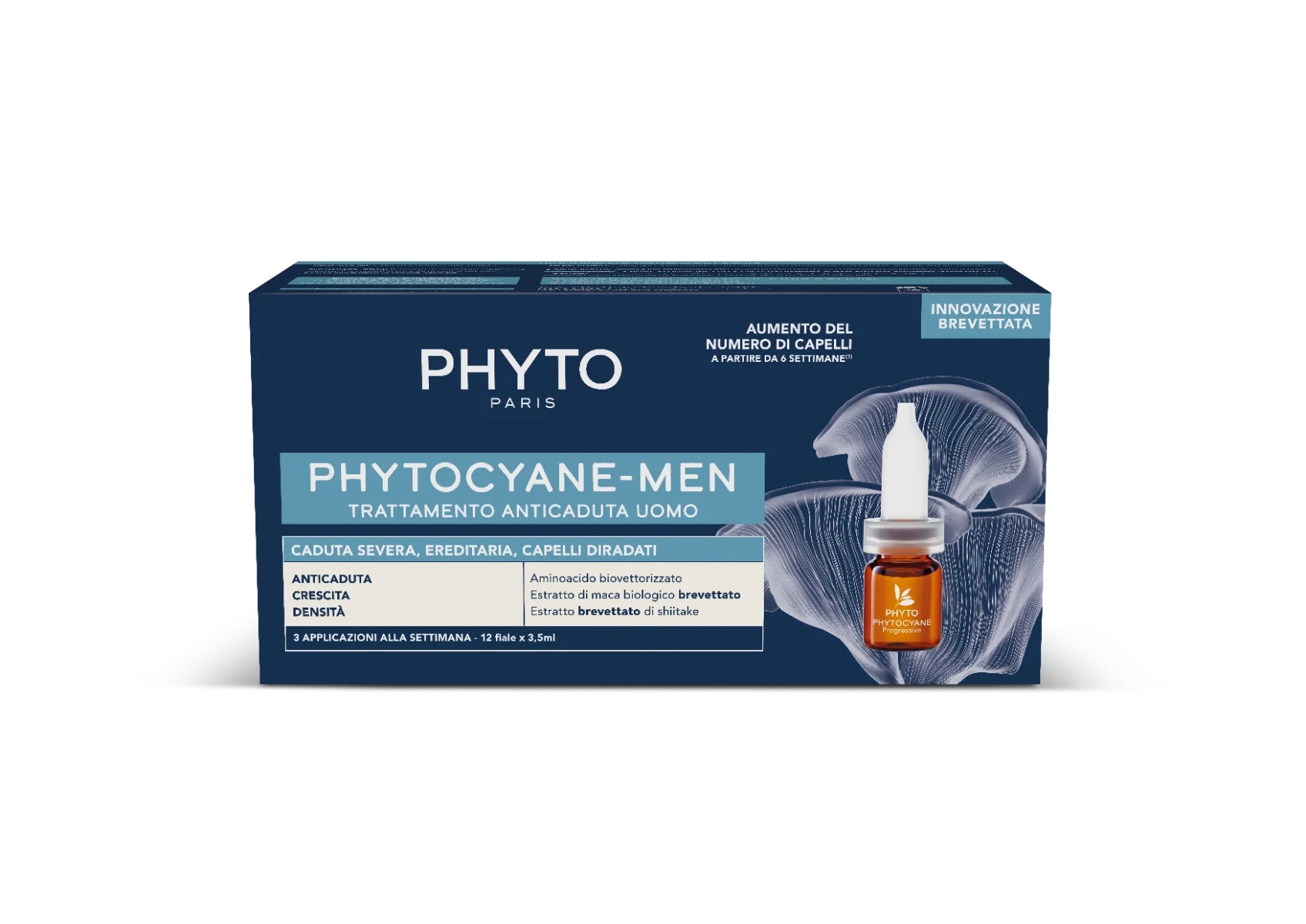 PHYTO Phytocyanine ampullen voor mannen met ernstig haarverlies: 12 ampullen voor de behandeling van haarverlies bij mannen.